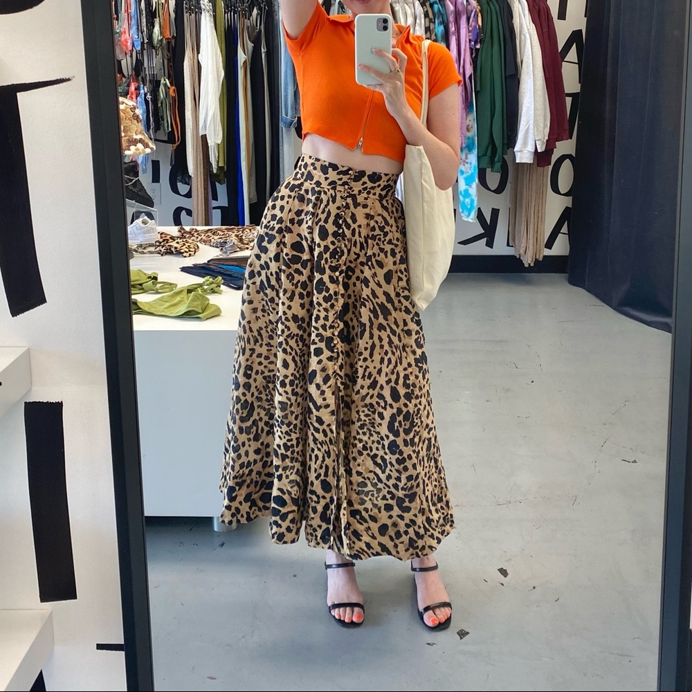 ZIMMERMANN Leopard Print Linen Skirt